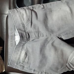 Girls justice gray slip on skinny jeans